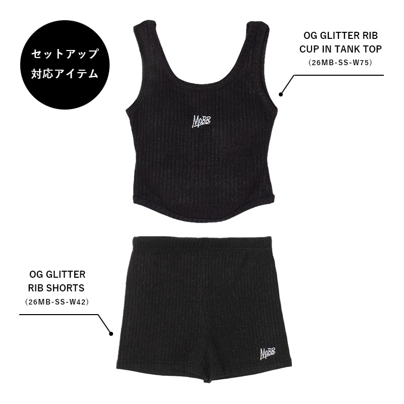 OG GLITTER RIB CUP IN TANK TOP -BLACK- (LADIES)