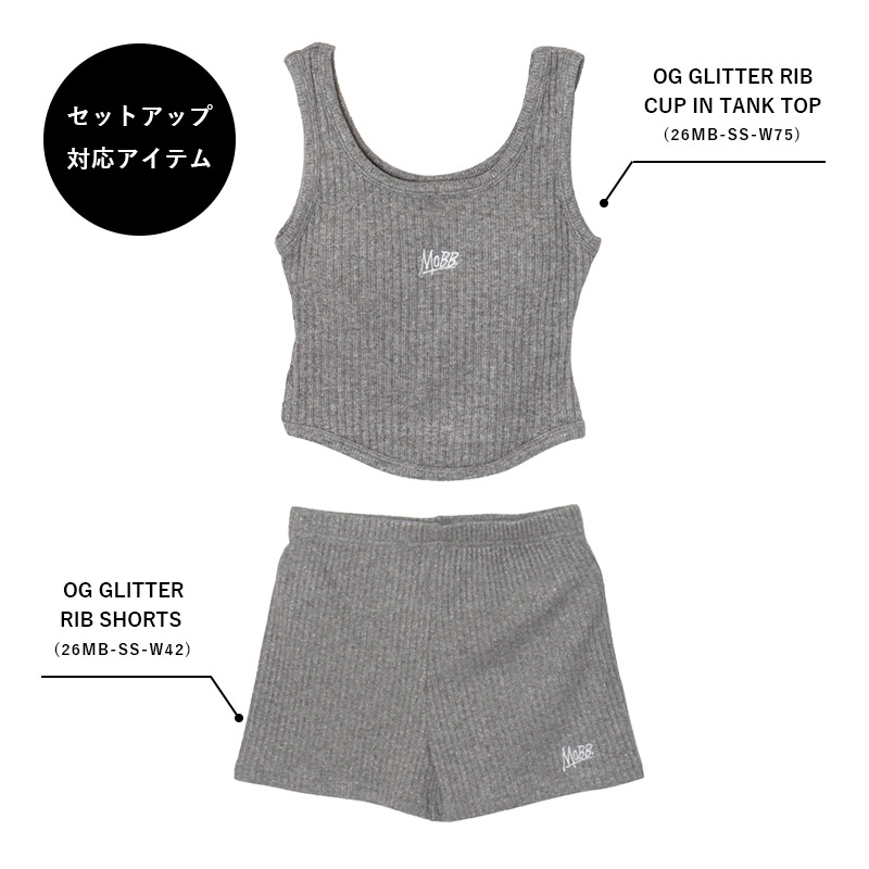 OG GLITTER RIB CUP IN TANK TOP -GREY- (LADIES)