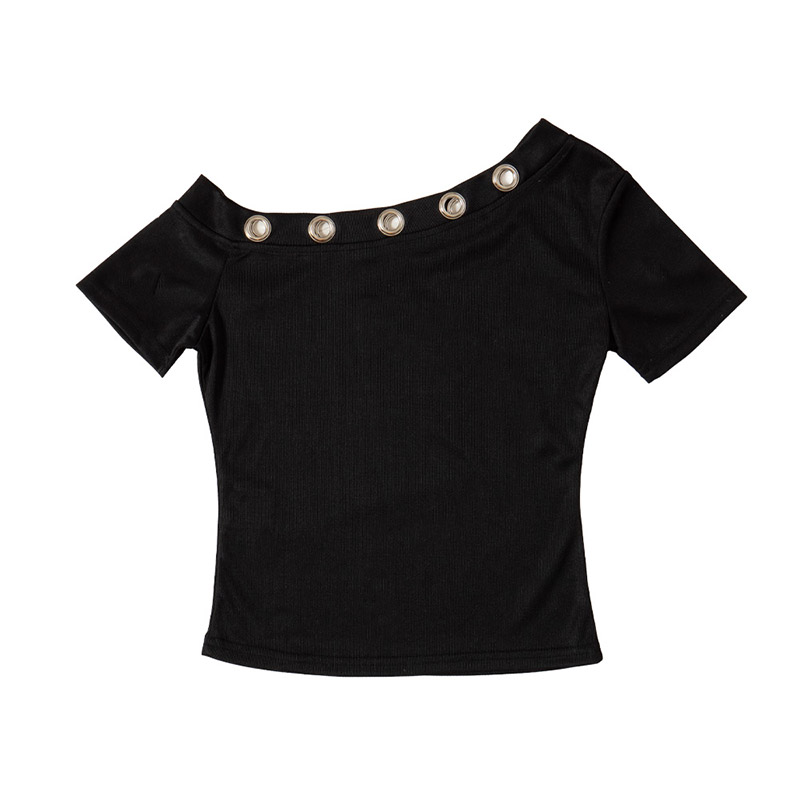 OG EYELET S/S OFF SHOULDER -BLACK-(LADIES/KIDS)
