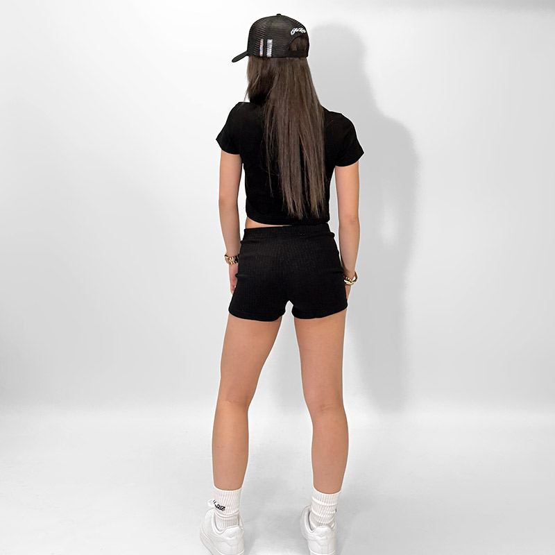 HEART DRIP STONE CROPPED T-SHIRT -BLACK-(LADIES/KIDS)