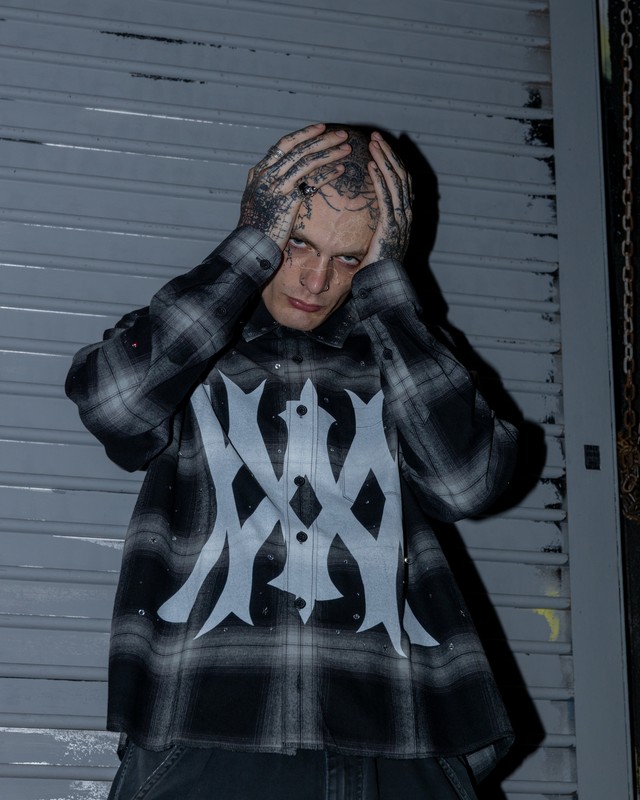 BIG OG LOGO CHECK SHIRT -BLACK-
