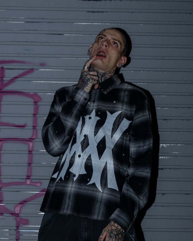 BIG OG LOGO CHECK SHIRT -BLACK-