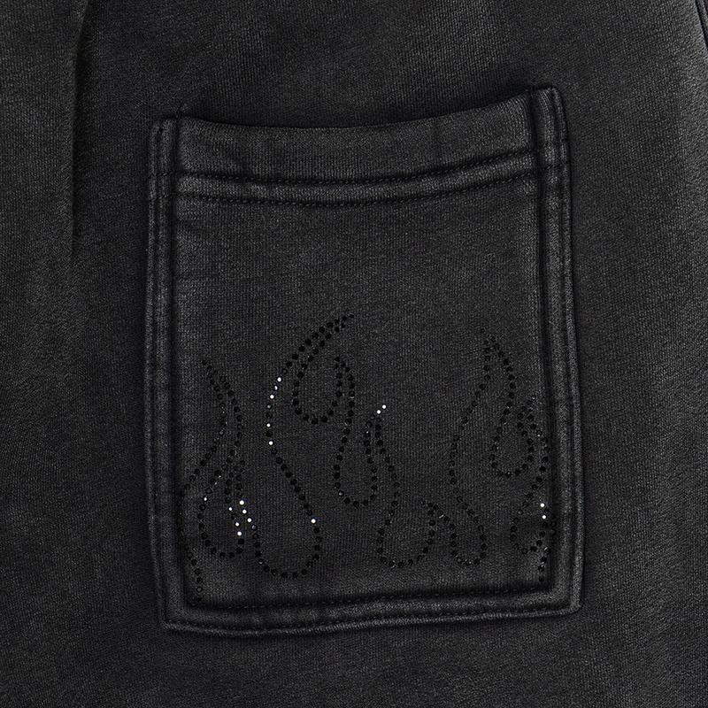 FLAME SKULL SWEATS -BLACK-