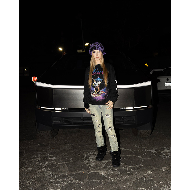 STAR CRASH SKINNY PANTS -W.INDIGO-