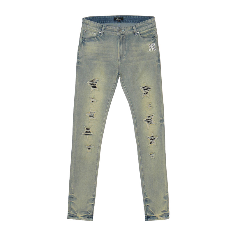 STAR CRASH SKINNY PANTS -W.INDIGO-