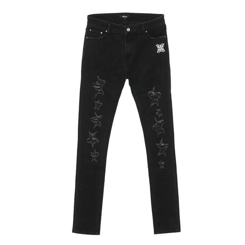 STAR CRASH SKINNY PANTS -BLACK-