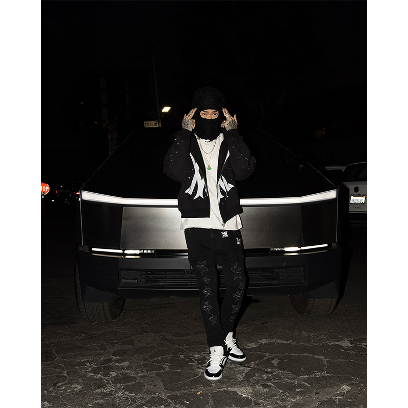 STAR CRASH SKINNY PANTS -BLACK-