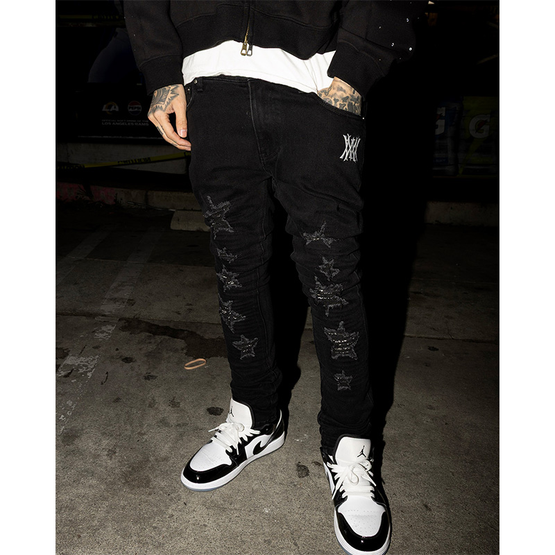 STAR CRASH SKINNY PANTS -BLACK-