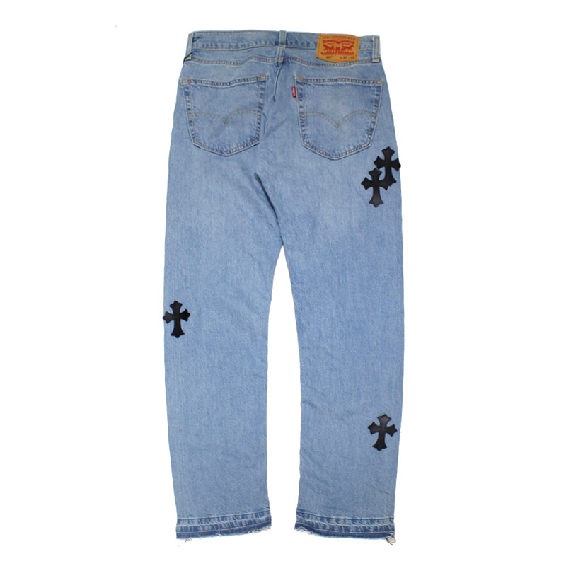 CROSS LEATHER DENIM PANTS -2.COLOR-