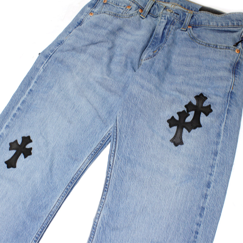 CROSS LEATHER DENIM PANTS -2.COLOR-