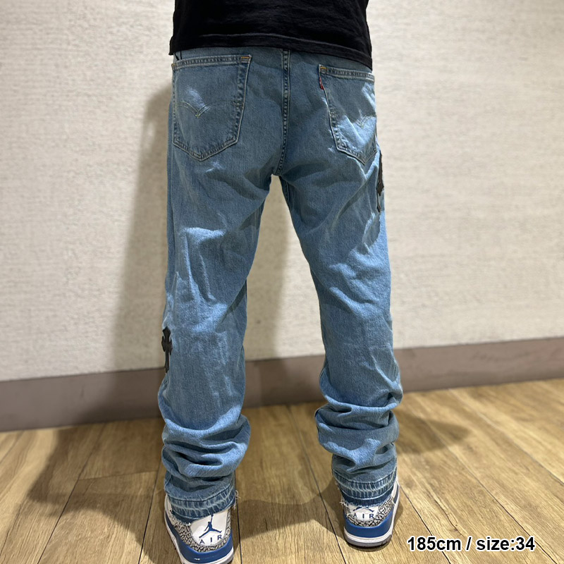 CROSS LEATHER DENIM PANTS -2.COLOR-