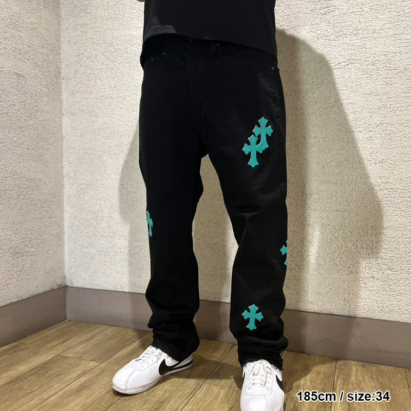 CROSS LEATHER DENIM PANTS -2.COLOR-
