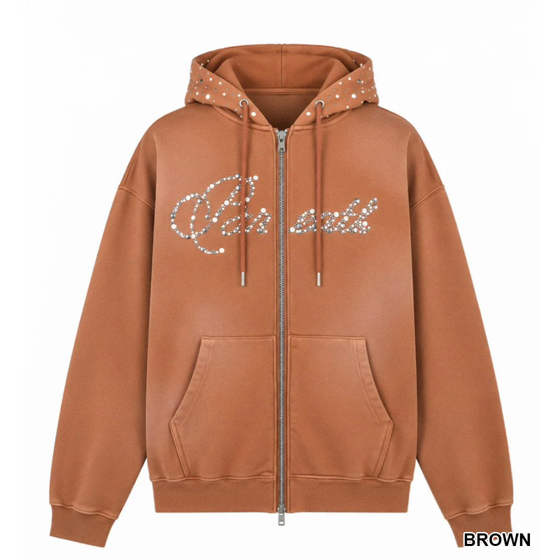 RHINESTONE ZIP HOODIE -2.COLOR-