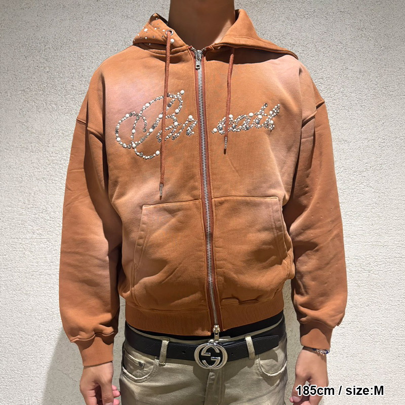 RHINESTONE ZIP HOODIE -2.COLOR-