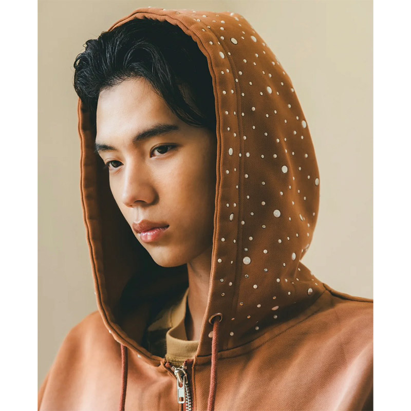 RHINESTONE ZIP HOODIE -2.COLOR-
