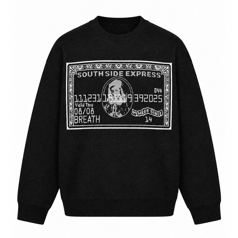 BLACK CARD CREW KNIT -BLACK-
