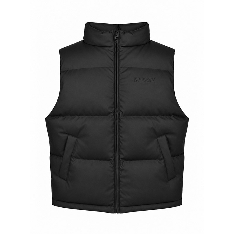 FAUX LEATHER MATTE DOWN VEST -BLACK-
