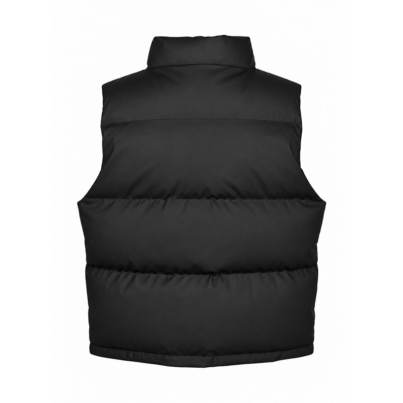 FAUX LEATHER MATTE DOWN VEST -BLACK-