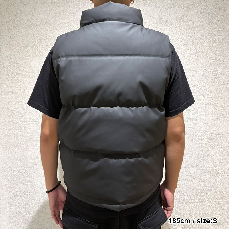 FAUX LEATHER MATTE DOWN VEST -BLACK-