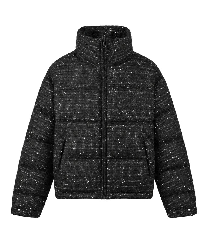SHINY TWEED DOWN JACKET -BLACK-