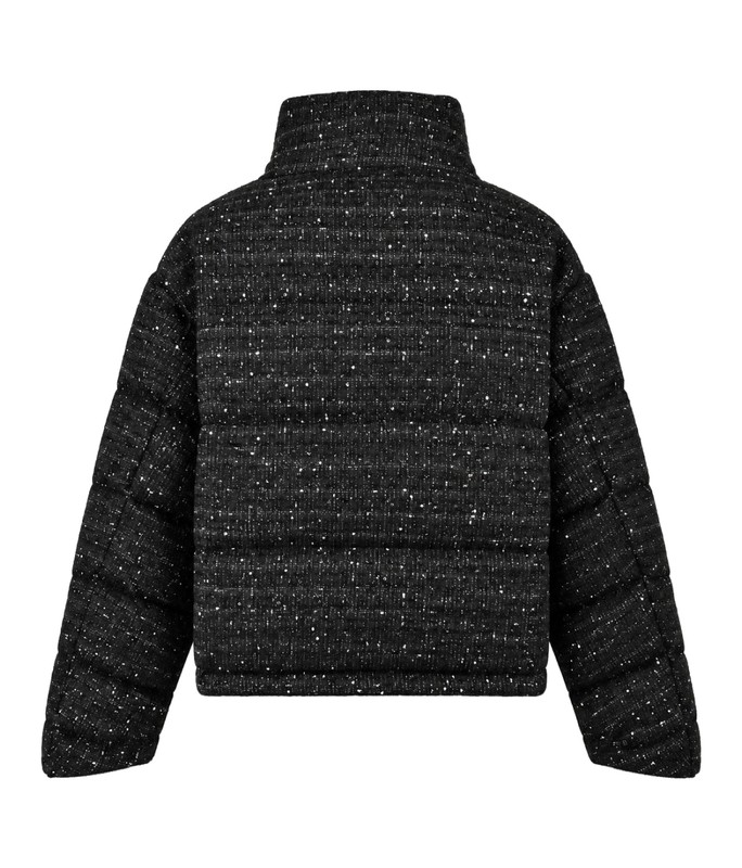 SHINY TWEED DOWN JACKET -BLACK-
