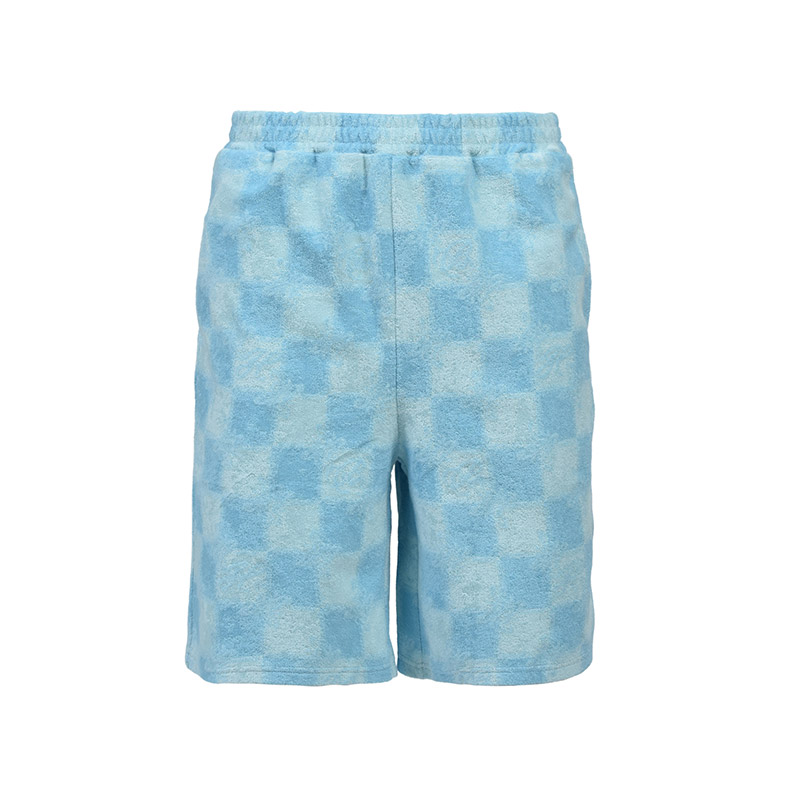 BLOCK CHECK PILE SHORTS -BLUE-