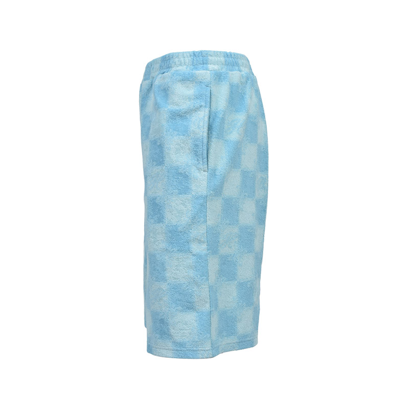 BLOCK CHECK PILE SHORTS -BLUE-