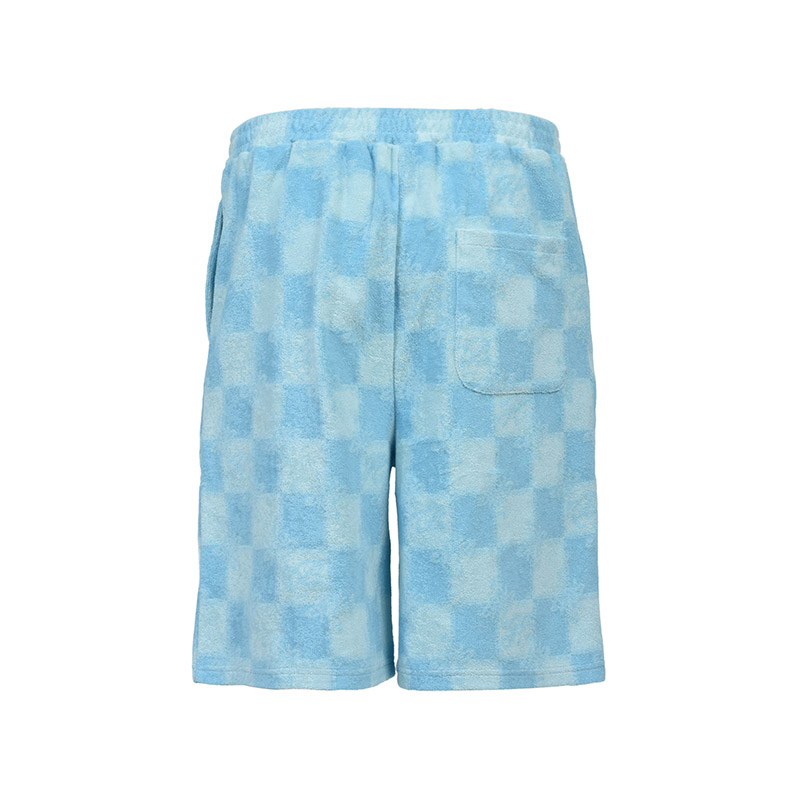 BLOCK CHECK PILE SHORTS -BLUE-