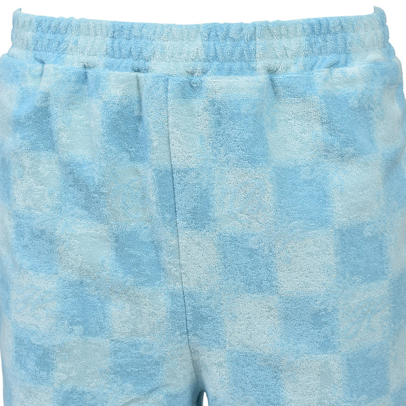 BLOCK CHECK PILE SHORTS -BLUE-