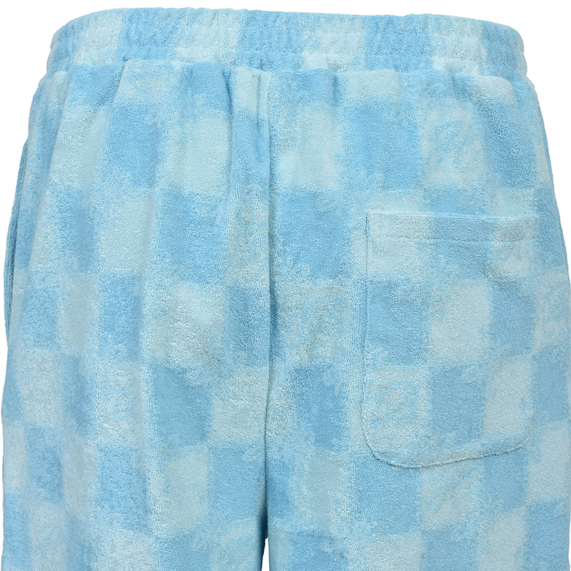 BLOCK CHECK PILE SHORTS -BLUE-