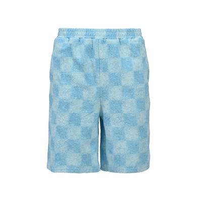BLOCK CHECK PILE SHORTS -BLUE-