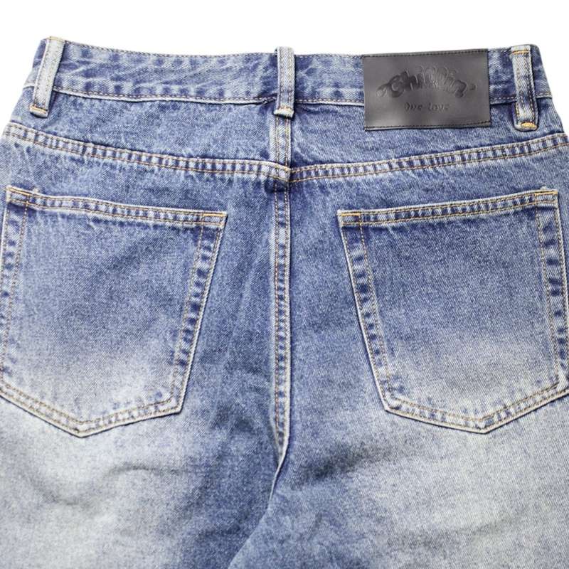 LAYERED DENIM PANTS -BLUE-