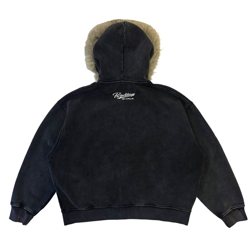 REMOVABLE FUR ZIP HOODIE -2.COLOR-