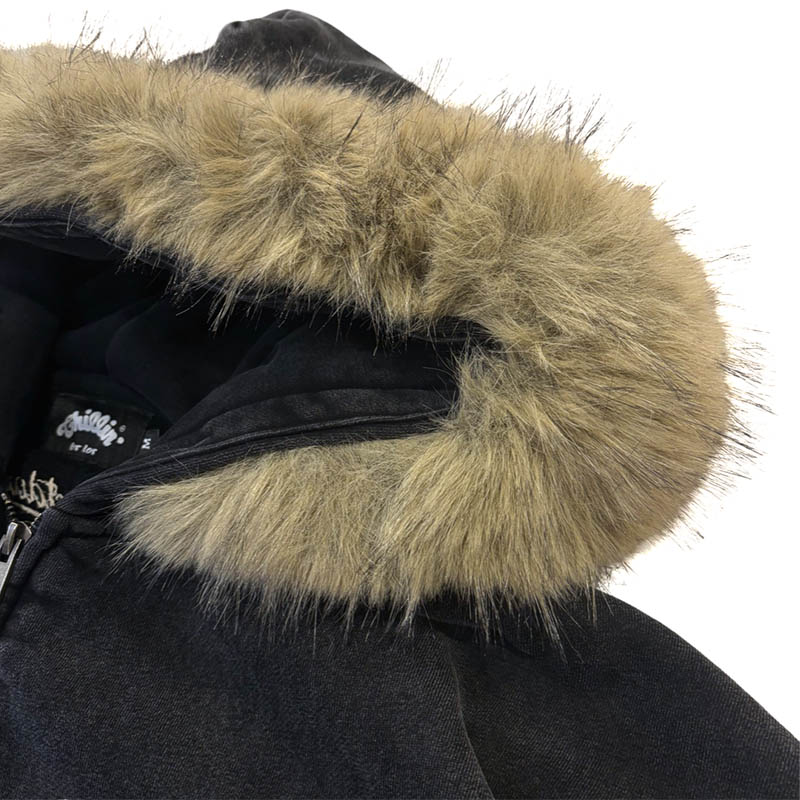 REMOVABLE FUR ZIP HOODIE -2.COLOR-
