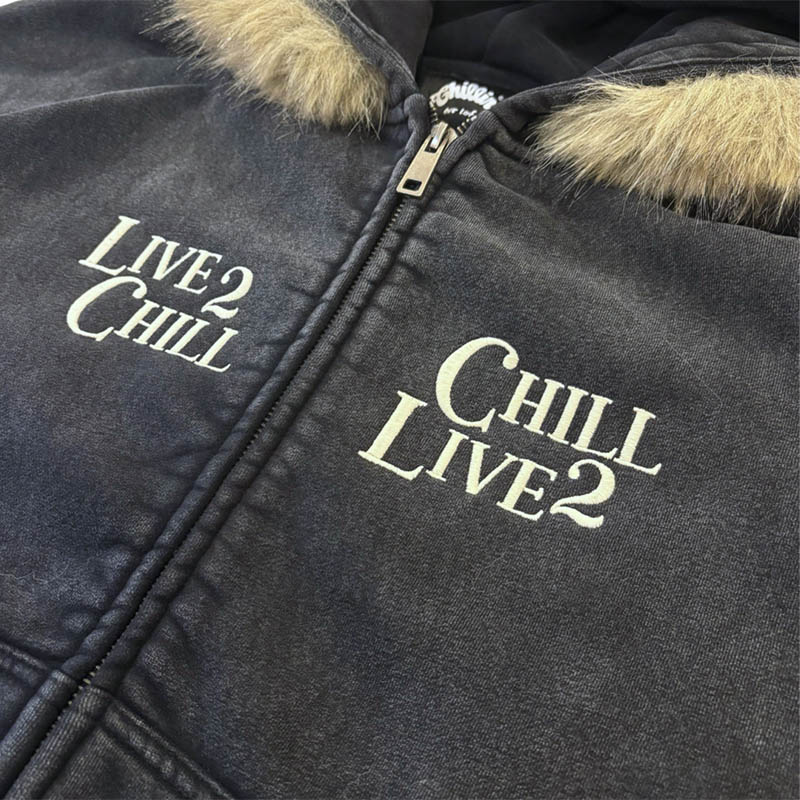 REMOVABLE FUR ZIP HOODIE -2.COLOR-