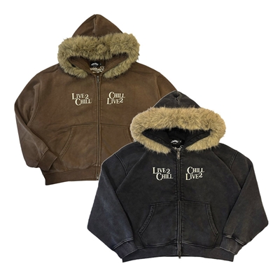 REMOVABLE FUR ZIP HOODIE -2.COLOR-