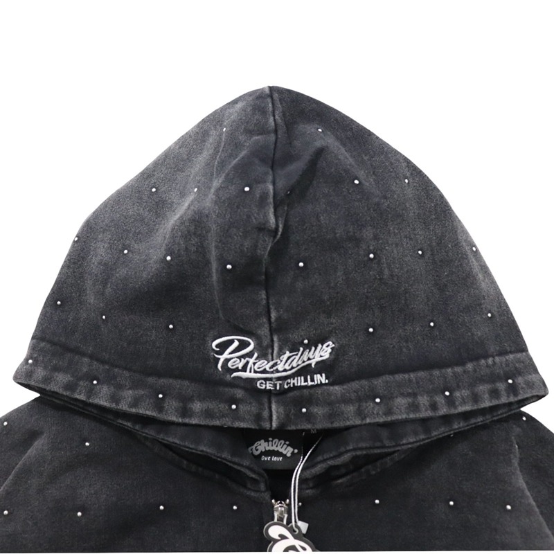 STUDS ZIP HOODIE -BLACK-