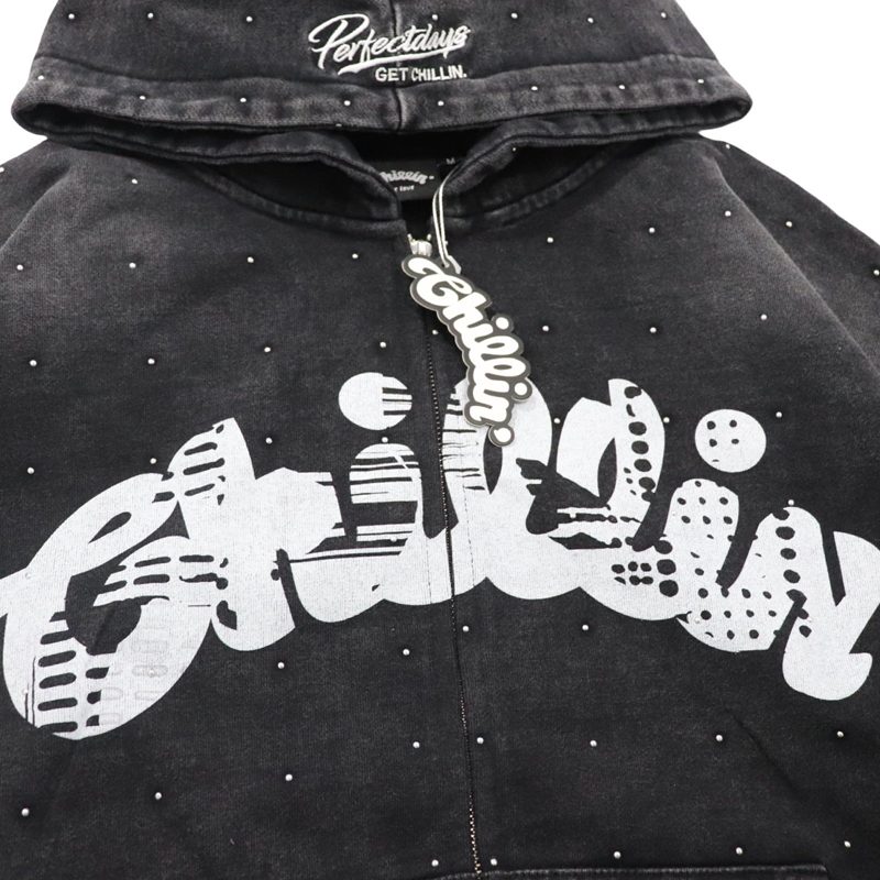 STUDS ZIP HOODIE -BLACK-