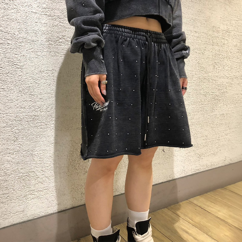 STUDS SHORT SWT PANTS -BLACK-