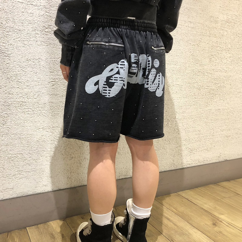 STUDS SHORT SWT PANTS -BLACK-