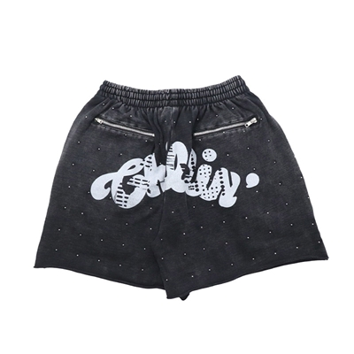 STUDS SHORT SWT PANTS -BLACK-