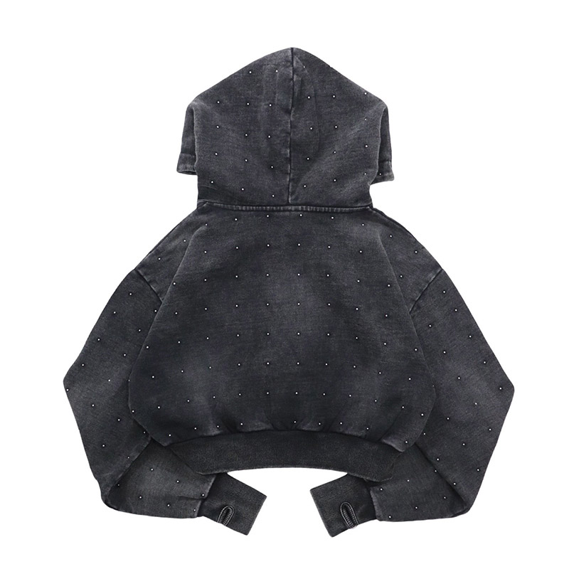 STUDS WOMEN ZIP HOODIE -BLACK-