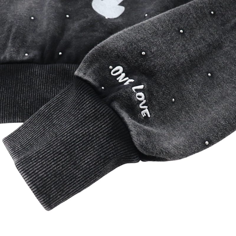 STUDS WOMEN ZIP HOODIE -BLACK-