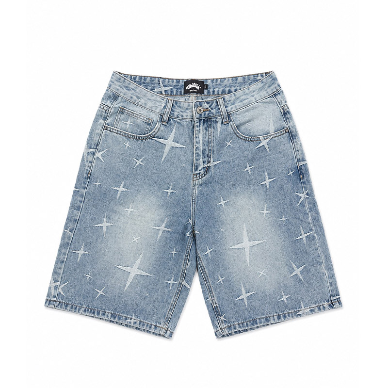 STAR DENIM SHORTS -BLUE-
