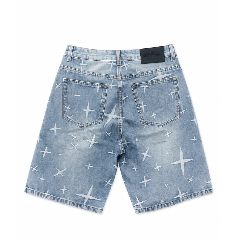 STAR DENIM SHORTS -BLUE-