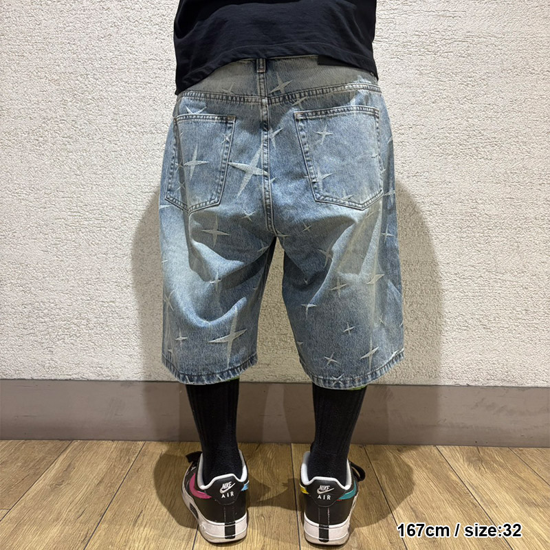 STAR DENIM SHORTS -BLUE-