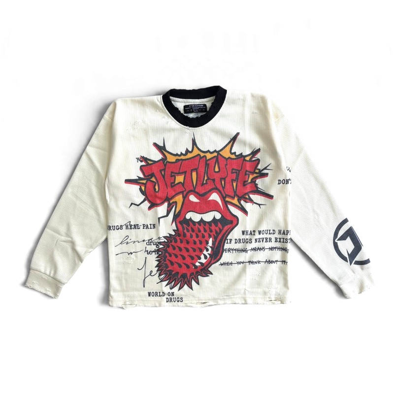 DRUGS TAKE YOU TO HELL WAFFLE LS -NATURAL-