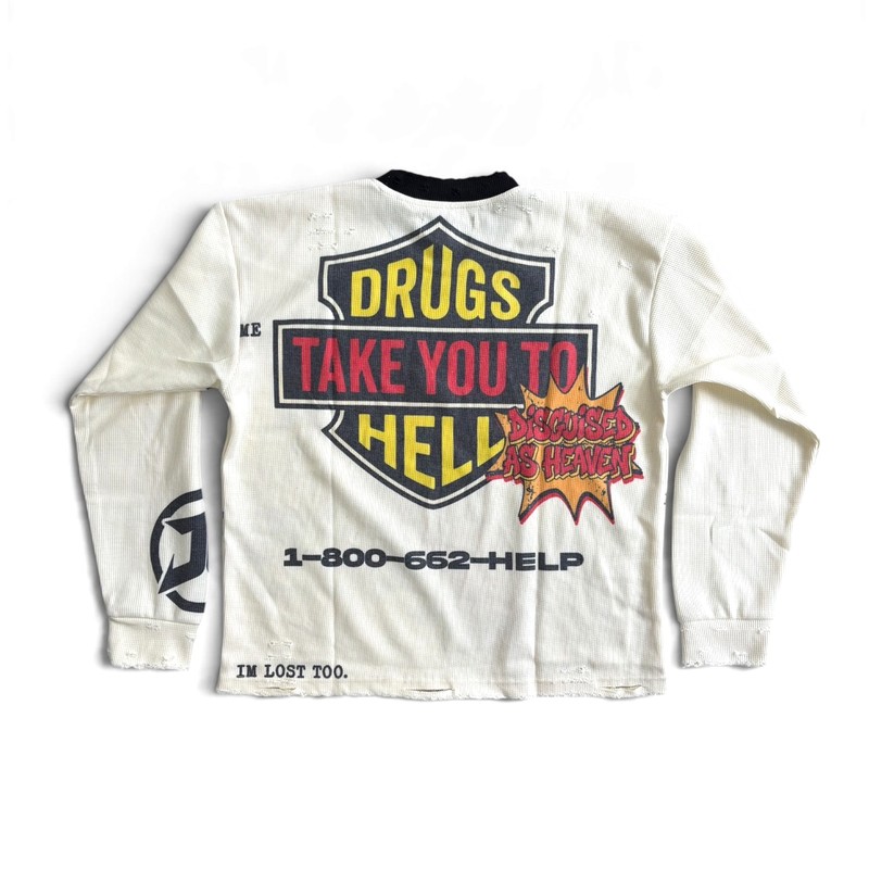 DRUGS TAKE YOU TO HELL WAFFLE LS -NATURAL-