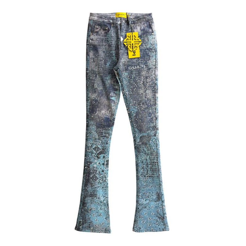 FROSTED PAISLEY DENIM -BLUE-