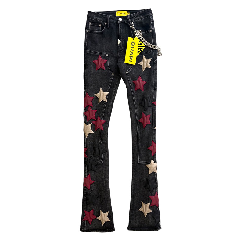 WINE RED STARS DENIM -BLACK-